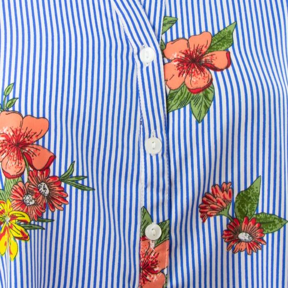 Skyline Collection Women's Long Sleeve Henley Blouse in Striped Floral, 2XL - Picture 4 of 6